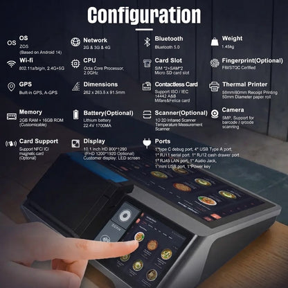 All-In-One Android POS (QR Scanner, 80mm Printer, NFC Reader, Card Reader)